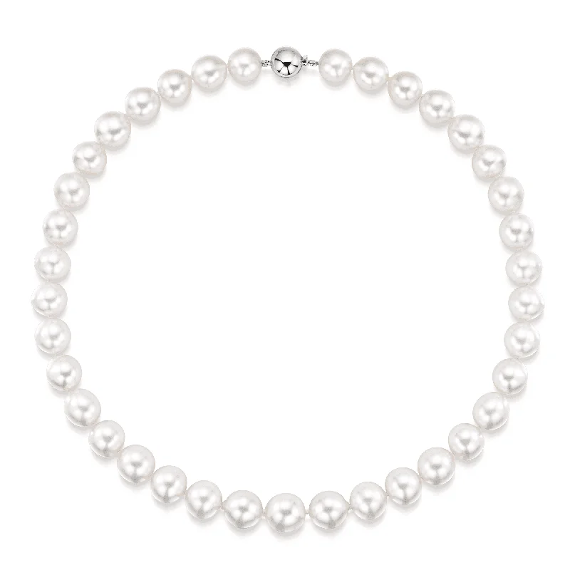 Elegant Blue Sapphire Necklace for Brides-South Sea Graduated Pearl Necklet with 18ct White Gold Ball Clasp