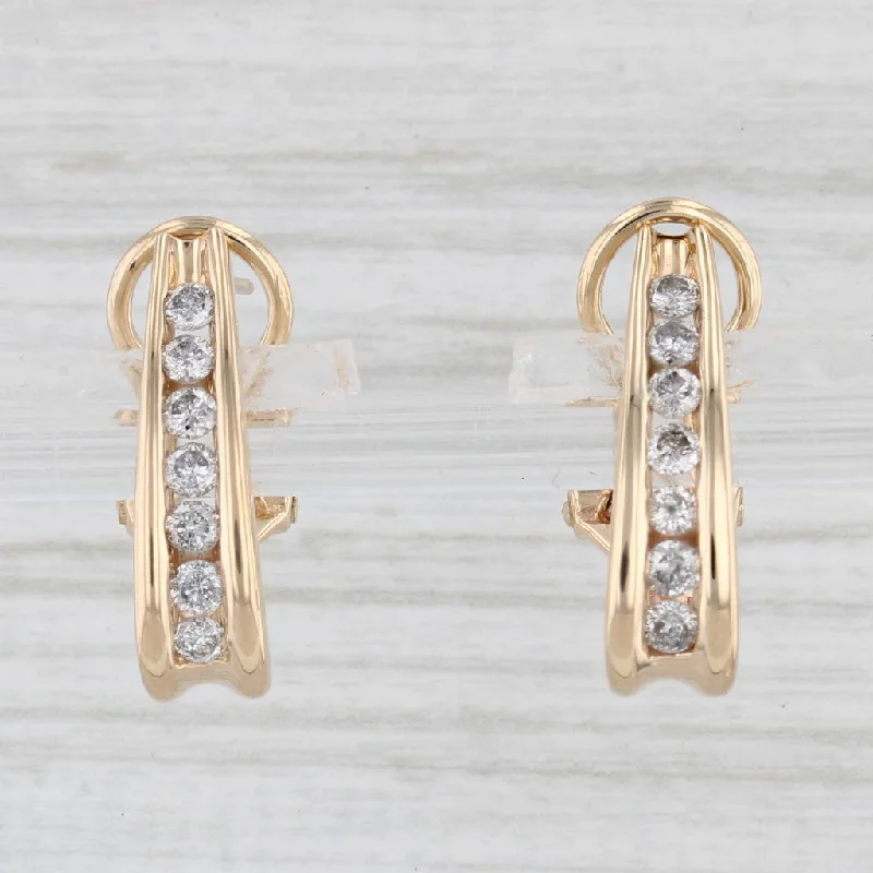 Gold Stud Earrings with Colored Stones-0.40ctw Diamond Journey J-Hook Earrings 14k Yellow Gold Omega Back Drops