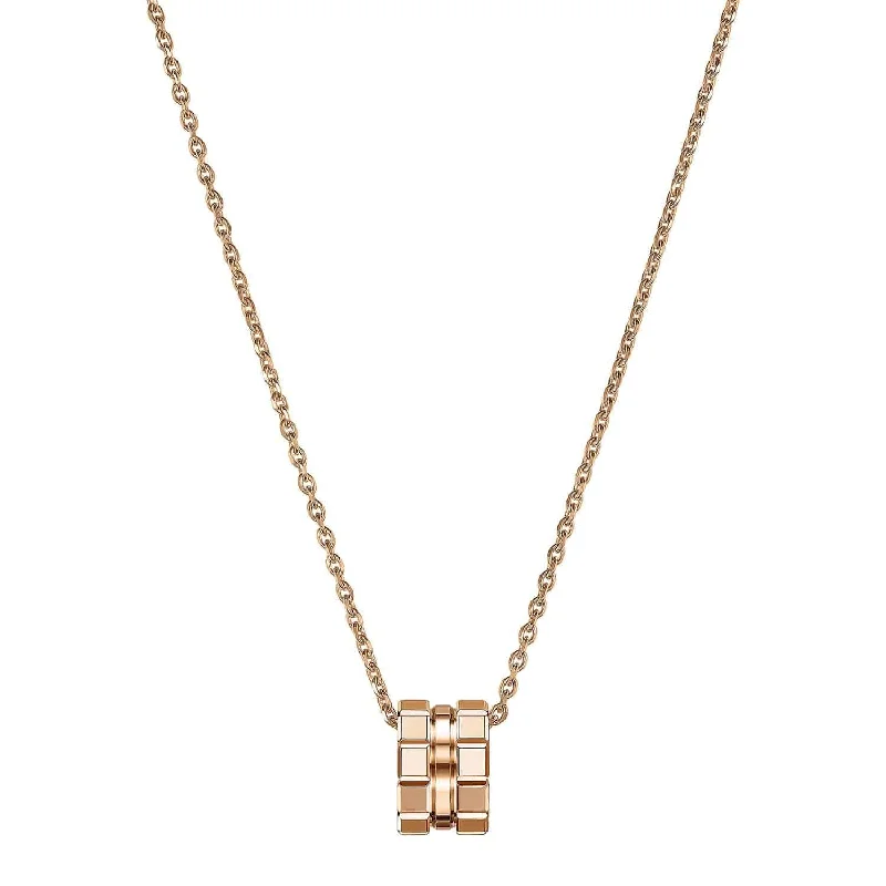 Luxury Pearl Necklace for Bridesmaid Gifts-18ct Rose Gold Ice Cube Pendant