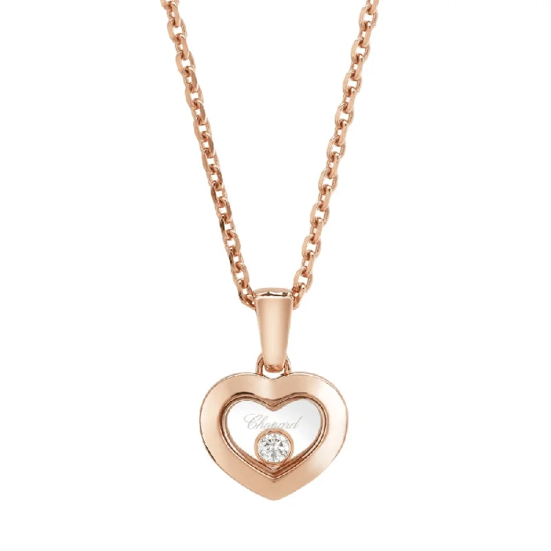 Sparkling Diamond Necklace with Emerald Accents-Happy Diamonds Icons 18ct Rose Gold Heart Pendant