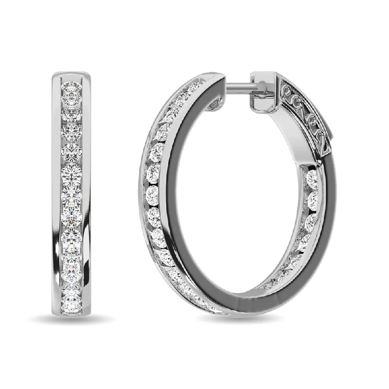 Geometric Earrings for Contemporary Look-Diamond 2 ct tw Hoop Earrings in 14K White Gold