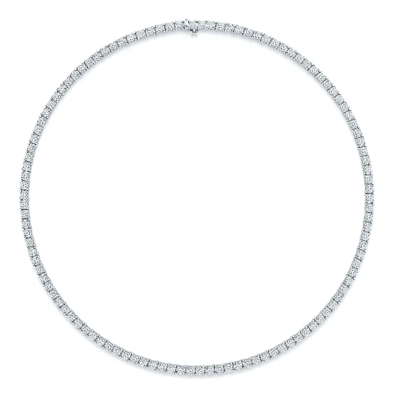 Bohemian Stone Necklace with Silver Details-18ct White Gold Round Brilliant Cut Diamond Collarette