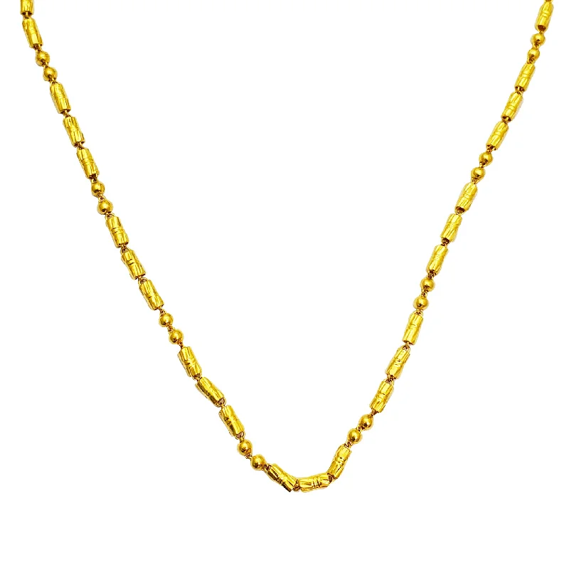 Custom Gold Pendant Necklace for Men-Diamond-Cut Ball & Bar Chain (24K)