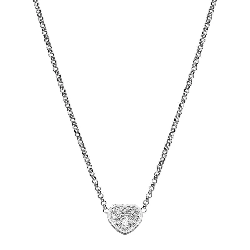 Personalized Initial Pendant Necklace for Teens-18ct White Gold My Happy Hearts Pave Set Diamond Pendant