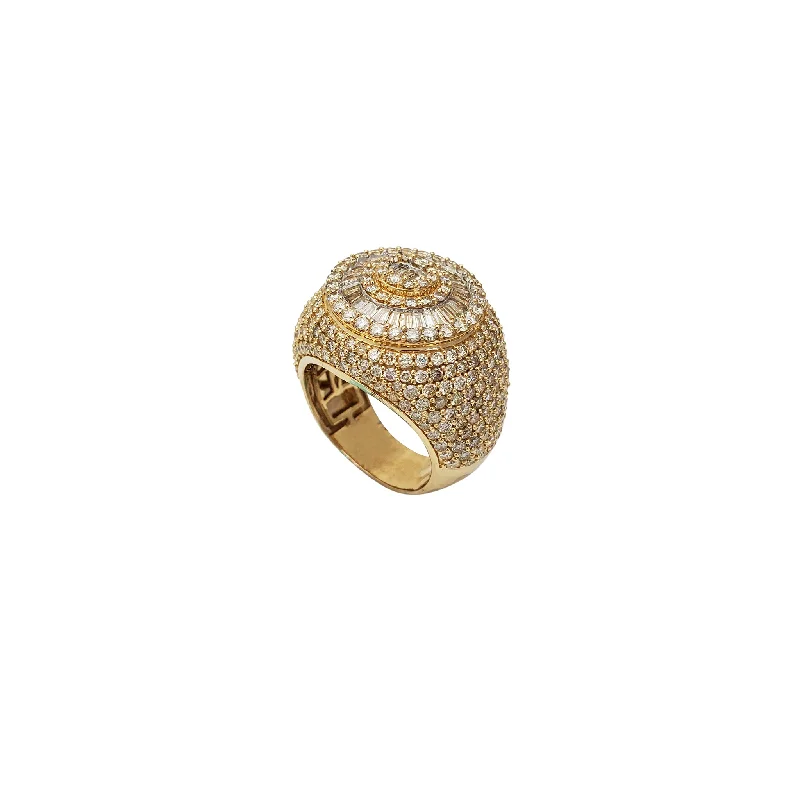 Fashionable Chunky Ring with Gemstone-Iced-Out Diamond Thick Stage Roulette Ring (14K)