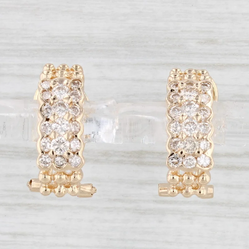 Chic Earrings for Special Occasions-1.20ctw Diamond Cluster Drop Earrings 14k Yellow Gold Town & Country