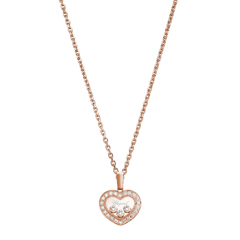 Designer Necklace with Large Crystal Pendant-Happy Diamonds Icons 18ct Rose Gold Diamond Heart Pendant