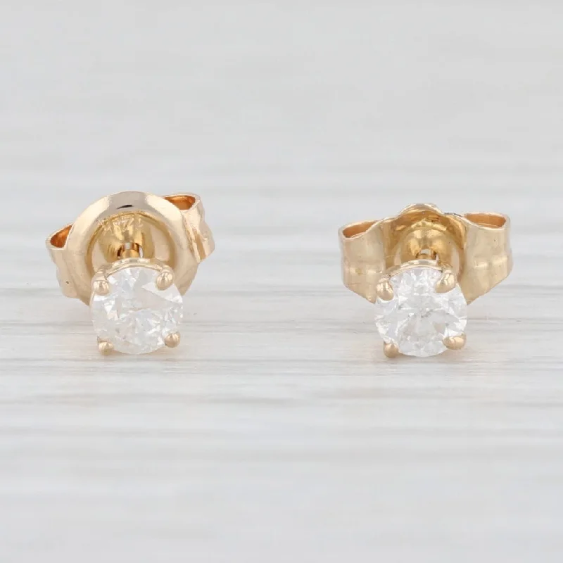 Sterling Silver Earrings with Zircon-0.25ctw Round Diamond Stud Earrings 14k Yellow Gold Solitaire Studs