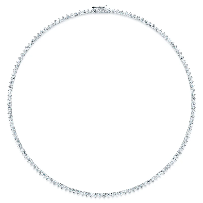 Elegant Sapphire Necklace for Weddings-18ct White Gold Round Brilliant Cut Diamond  Claw Set Line Collarette