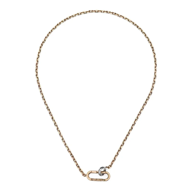 Designer Necklace with Large Crystal Pendant-Gucci Link to Love 18ct Rose And White Gold Chain Necklace