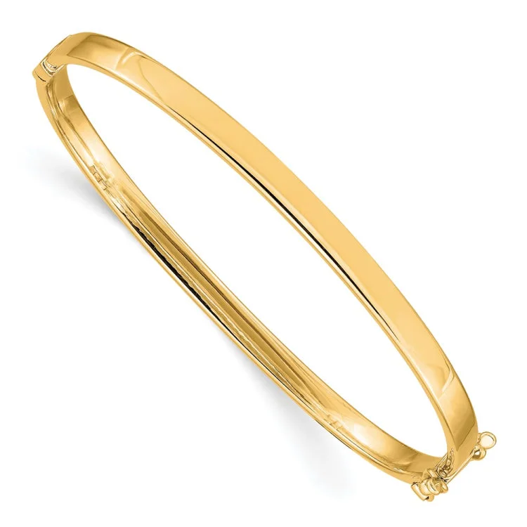 Trendy Gold Bangles with Multiple Gemstone Inlays-14k 4mm Hinged Bangle