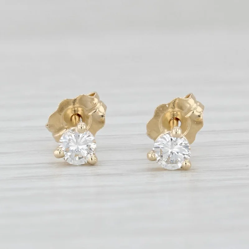 Silver Earrings with Sapphire Stones-New 0.20ctw Diamond Stud Earrings 14k Yellow Gold Round Solitaire Studs