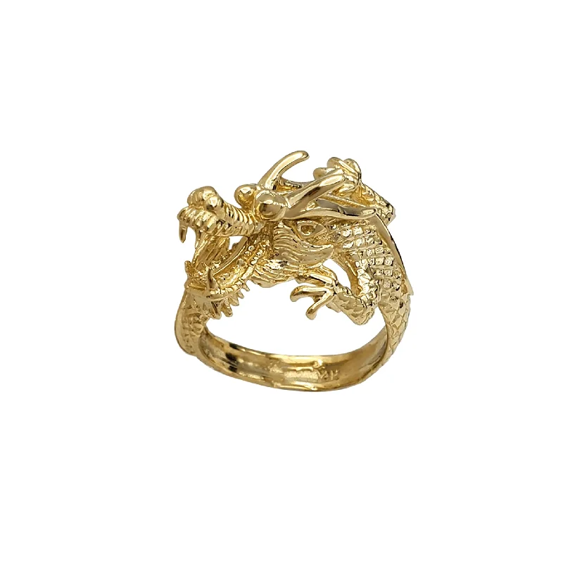 Elegant Sapphire Ring for Anniversary Gifts-Textured Wrapped Dragon Ring (14K)