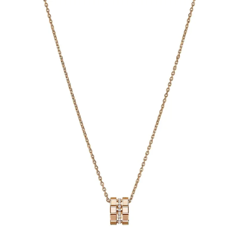 Customizable Name Necklace for Girls-18ct Rose Gold Ice Cube Mini Diamond Set Pendant