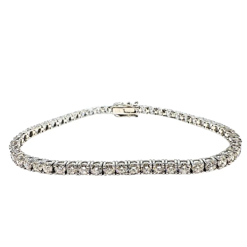 Trendy Silver Bracelet with Natural Gemstones-14K White Gold Lab Grown 6ct Diamond Tennis Bracelet