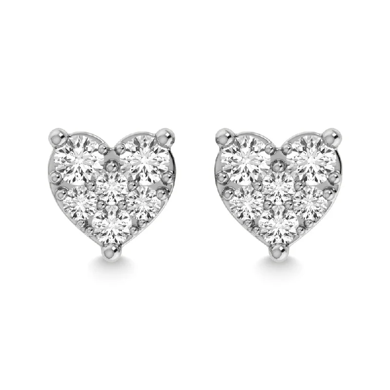 Gold Chandelier Earrings-Diamond 1/5 Ct.Tw. Heart Earrings in 10K White Gold