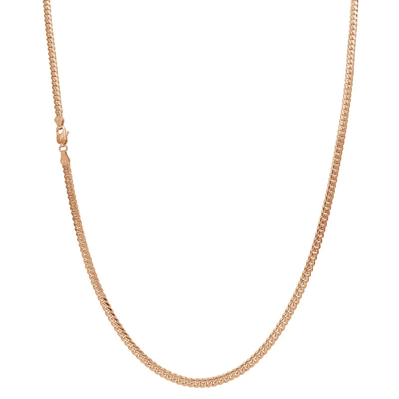 Customizable Name Necklace for Girls-[Lobster Lock] Solid Miami Cuban Rose Gold Chain (14K)