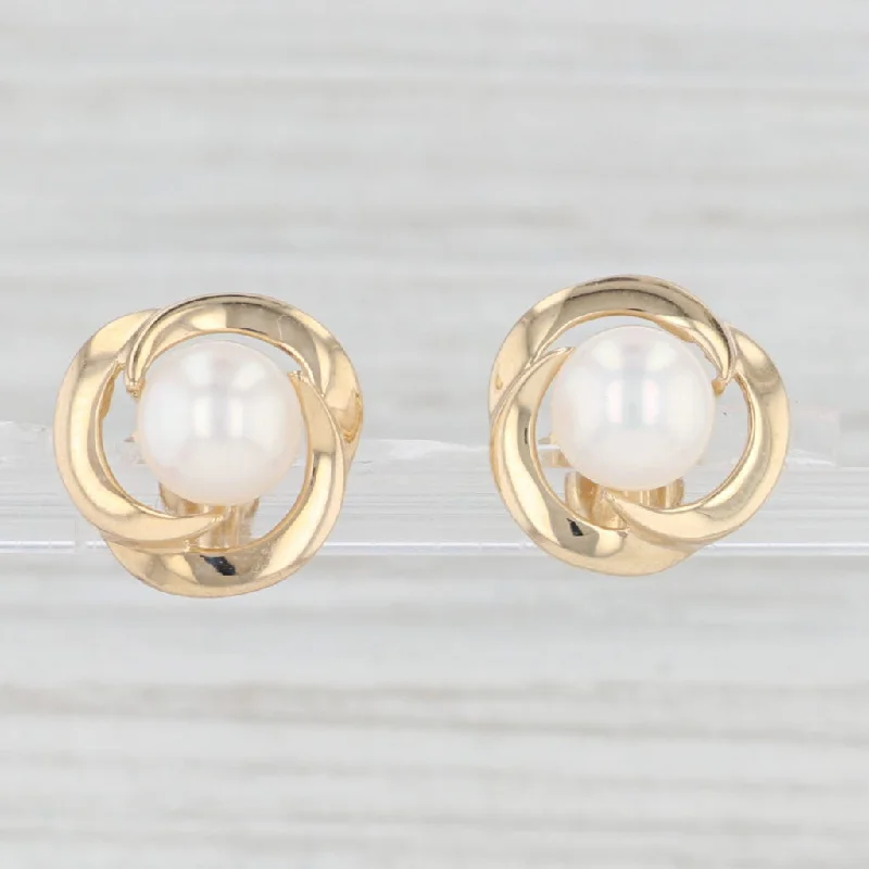 Trendy Hoop Earrings for Women-Mikimoto Cultured Pearl Stud Earrings 14k Yellow Gold