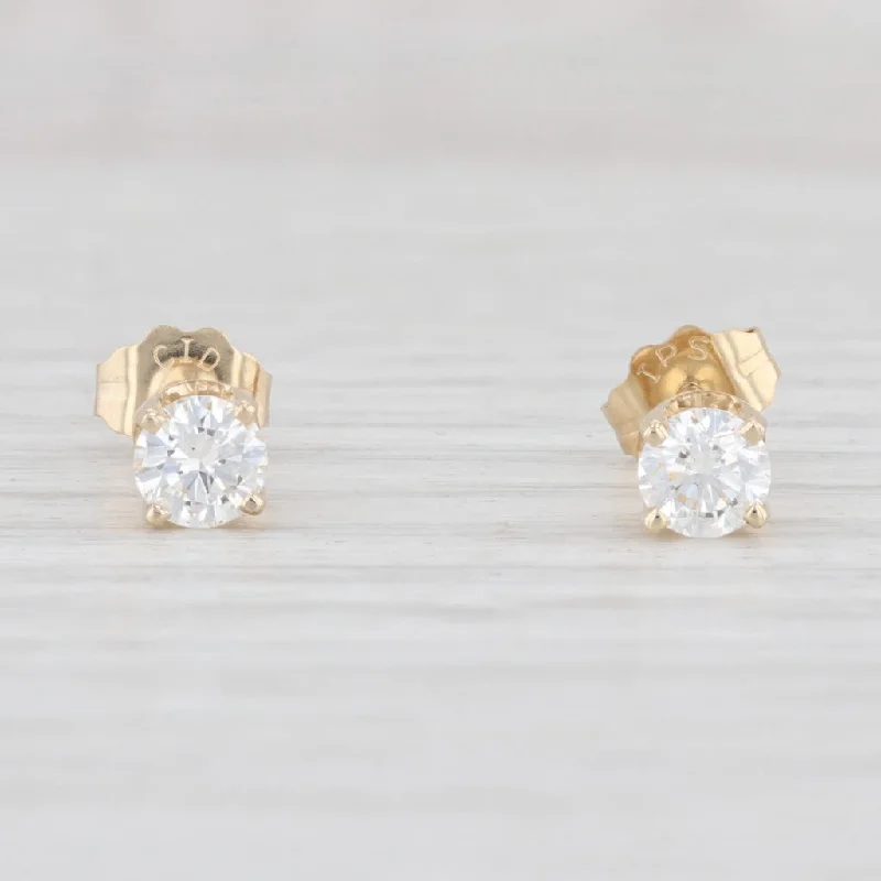 Geometric Earrings for Contemporary Look-0.47ctw VS2 Diamond Stud Earrings 14k Yellow Gold April Birthstone Solitaires