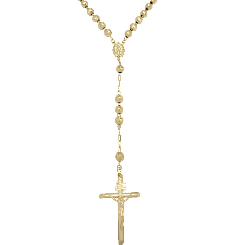 Luxury Crystal Necklace with Gold Accents-Discos-Cuts Beads Rosary Necklace (14K)