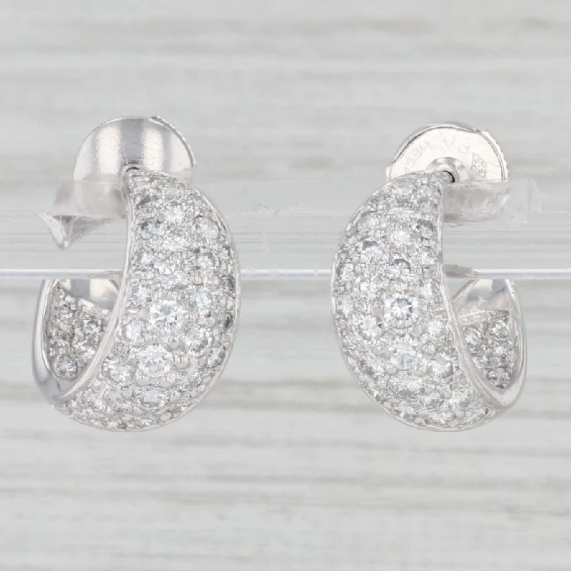 Elegant Crystal Earrings for Bridesmaids-New 2ctw VS Inside Out Diamond Hoop Earrings 950 Platinum Pierced Screw Backs