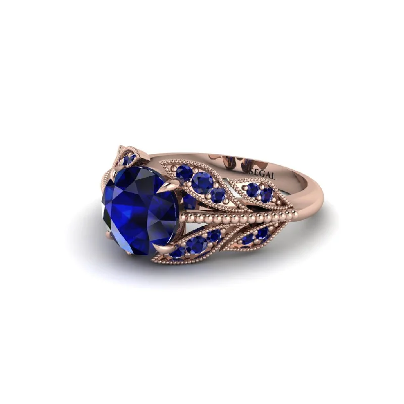 Customizable Diamond Ring for Fashionistas-Sapphire Majestic Leaf Gold Engagement Ring - Makenna No. 74