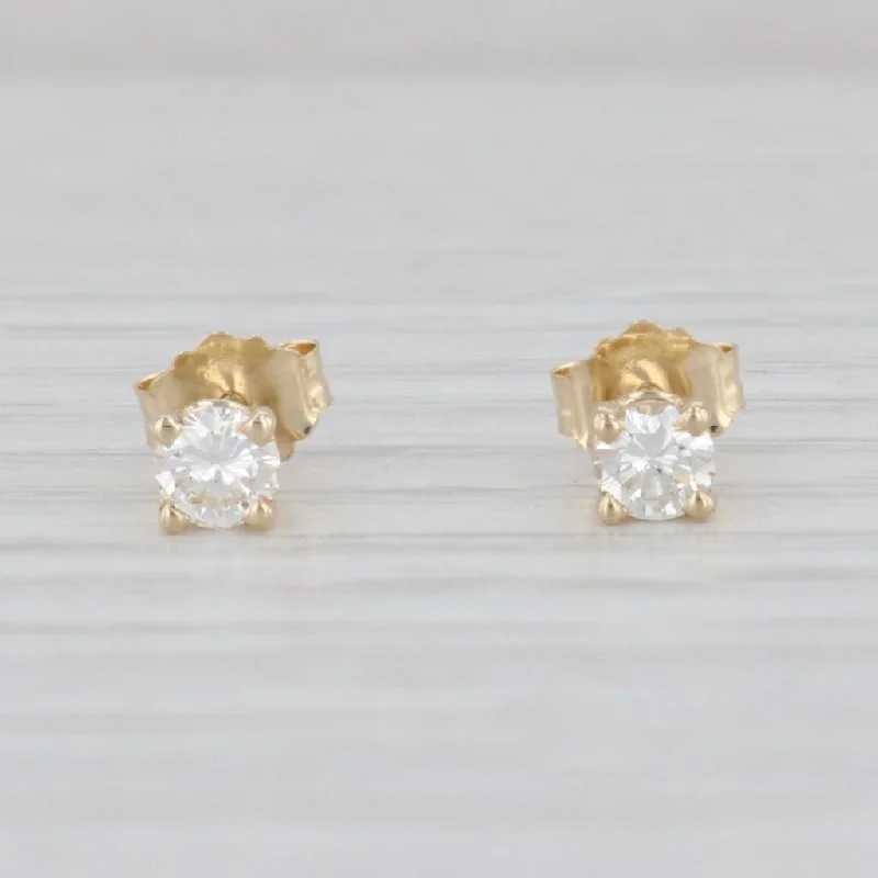 Multi-Colored Gemstone Earrings-New 0.30ctw Diamond Solitaire Stud Earrings 14k Yellow Gold April Birthstone