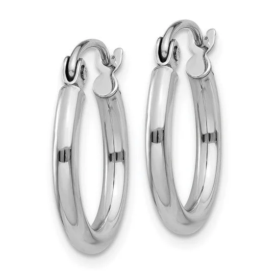 Unique Long Earrings for Women-14K White Gold Polish 15mm Tube Hoop Earrings