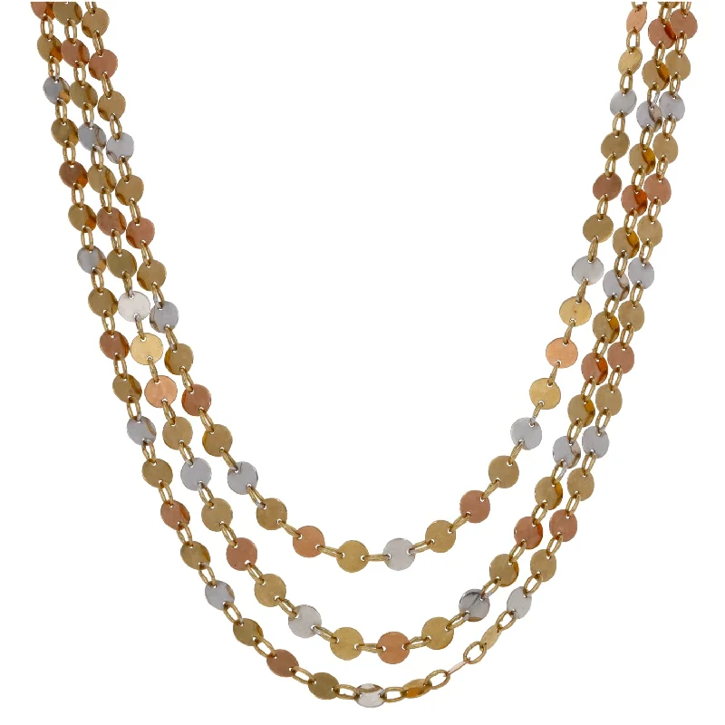 Gold and Silver Necklace for Fashionistas-9ct Gold Fancy Necklace 16"