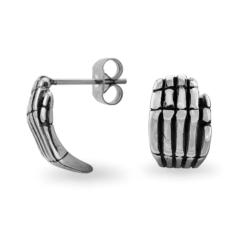 Elegant Vintage Earrings for Women-Stainless Steel Skull Hand Post Earrings / ERC1013