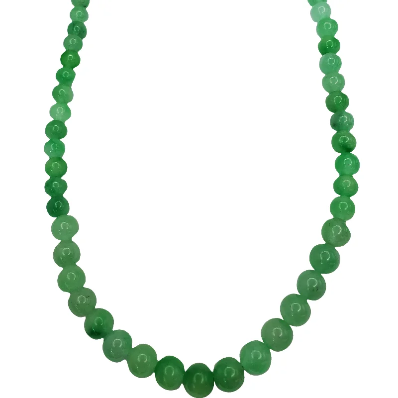 Large Pendant Necklace for Formal Look-Jade Beads Necklace (14K)