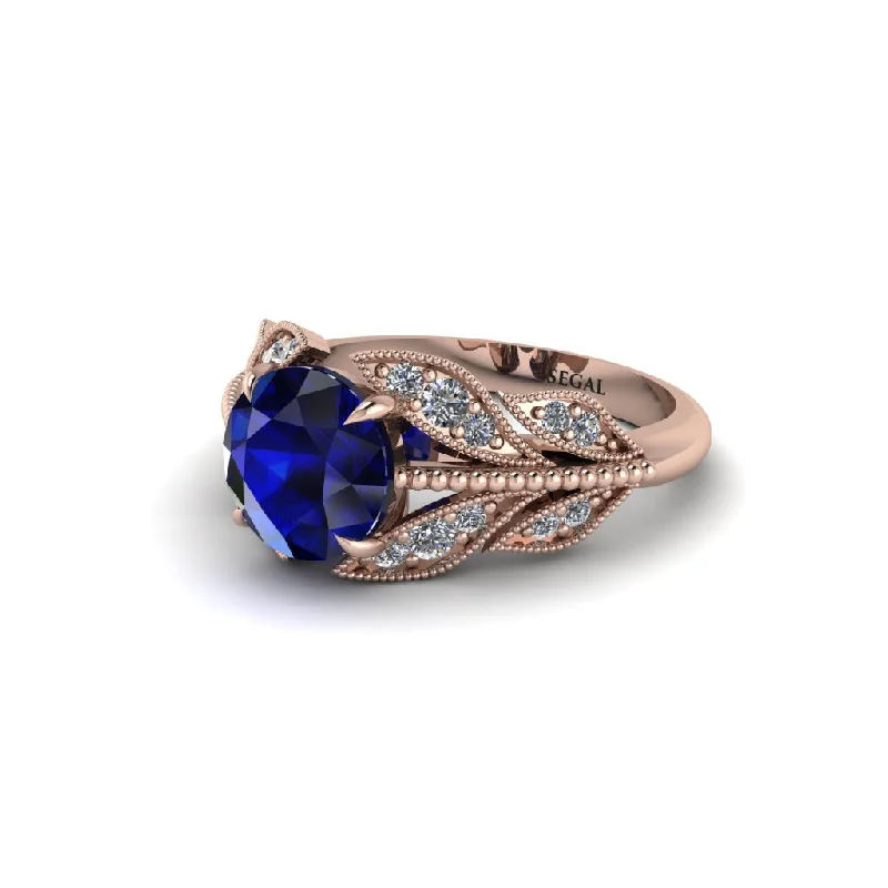 Customizable Ring for Men’s Anniversary Gifts-Sapphire Majestic Leaf Gold Engagement Ring - Makenna No. 14