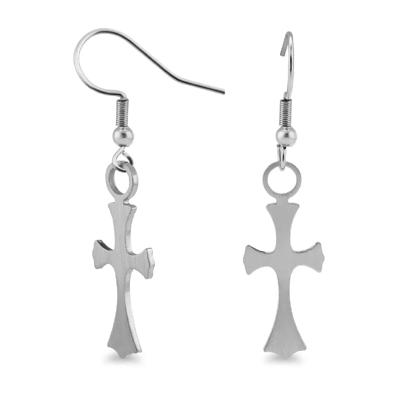 Luxury Gold Earrings for Brides-Stainless Steel Cross Earrings / ERJ0001