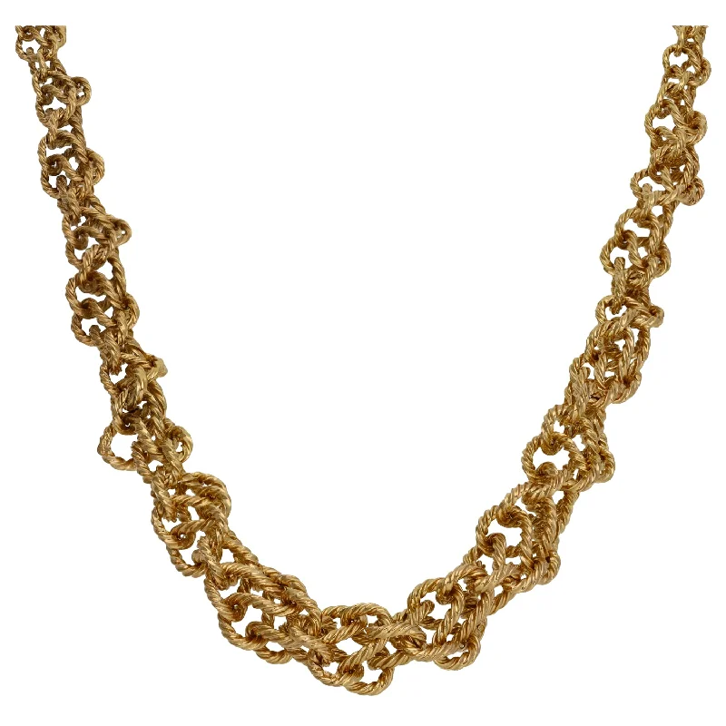 Designer Gold Necklace for Bridesmaids-9ct Gold Fancy Necklace 16"