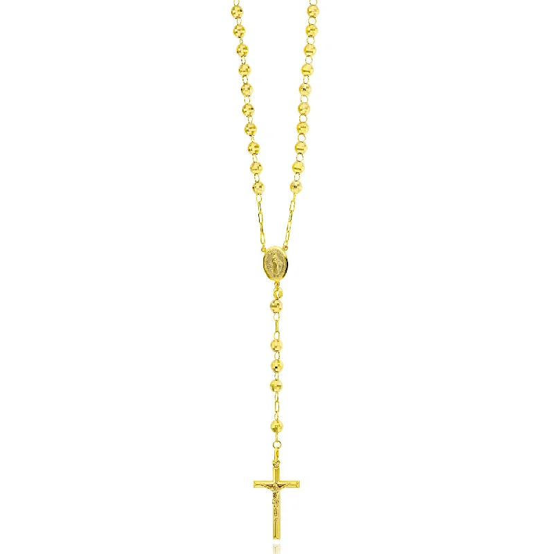 Designer Gemstone Necklace for Bridesmaids-[Disco] Virgin Mary Crucifix Rosary Necklace (14K)