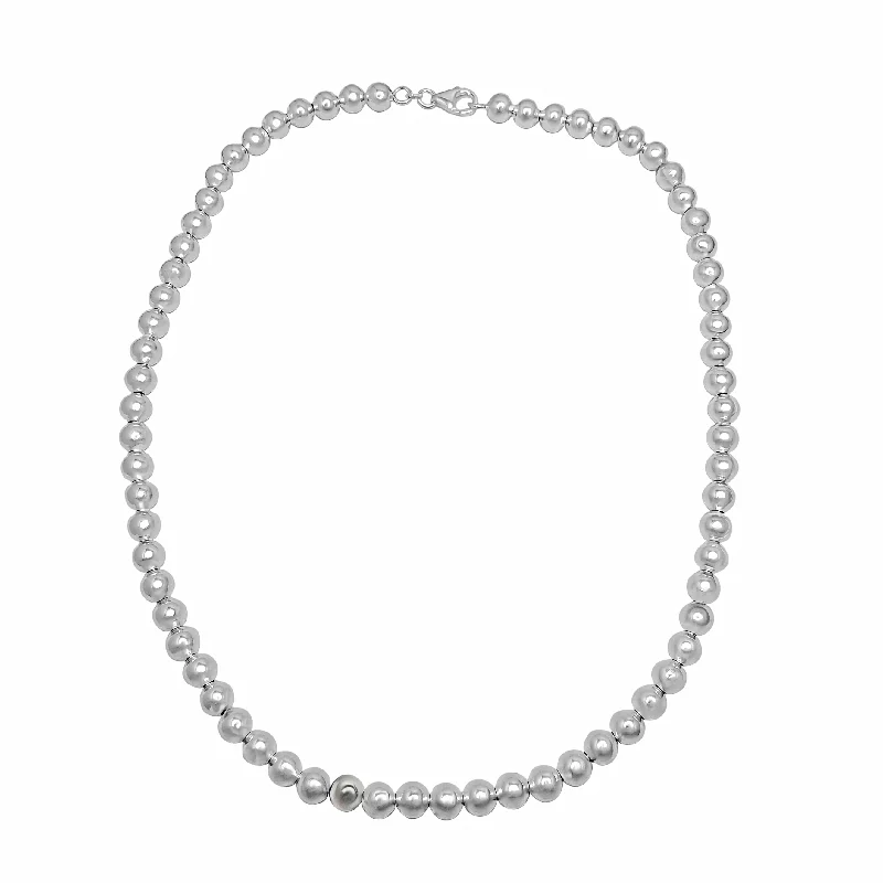 Long Pendant Necklace with Silver Chain-Pop-Ball Chain （Silver）