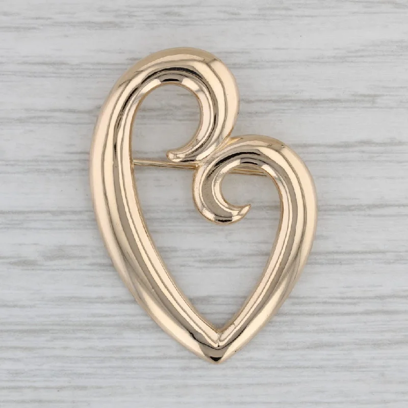 Vintage Brooch With Swarovski Crystals-James Avery Stylized Heart Brooch 14k Yellow Gold Statement