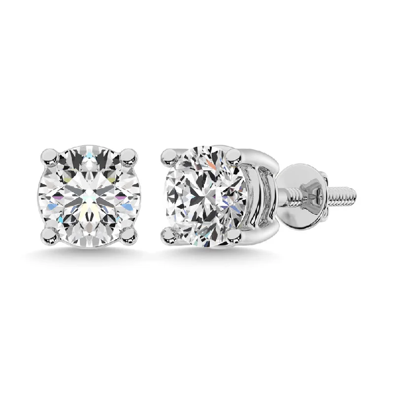 Elegant Silver Chandelier Earrings-14K White Gold 1 1/2 Ct.Tw. Diamond Stud Earrings