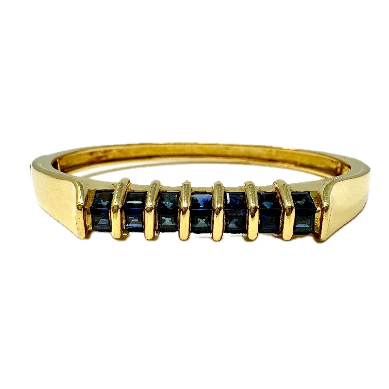 Simple Gold Bracelet with Bar Detailing-Montreaux 18K Gold Bracelet with Sapphire