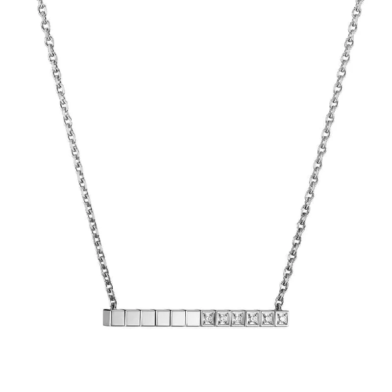 Fashionable Crystal Drop Necklace-18ct White Gold Ice Cube Part Diamond Set Necklace