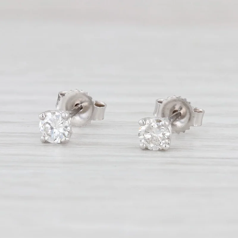 Crystal Drop Earrings for Evening-New 0.38ctw Diamond Stud Earrings 14k White Gold Round Cut Solitaire