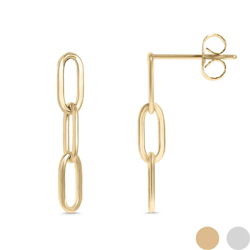 Vintage Boho Earrings for Festivals-18K Gold PVD Stainless Steel Paperclip Earrings / ERJ0002