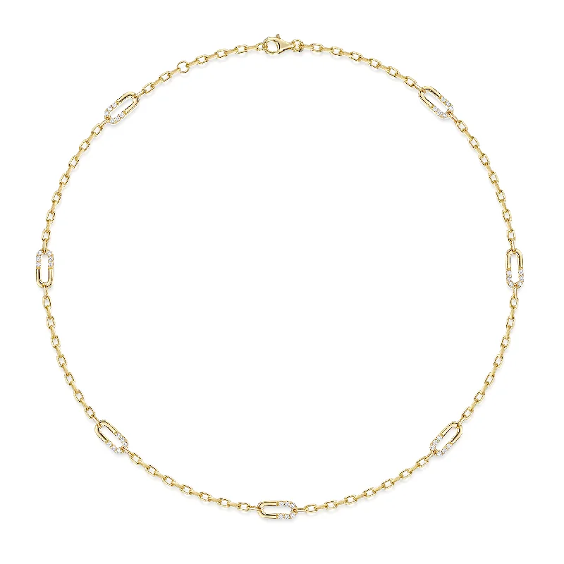 Designer Gemstone Necklace for Bridesmaids-Verve Collection 18ct Yellow Gold Diamond Loop Necklace