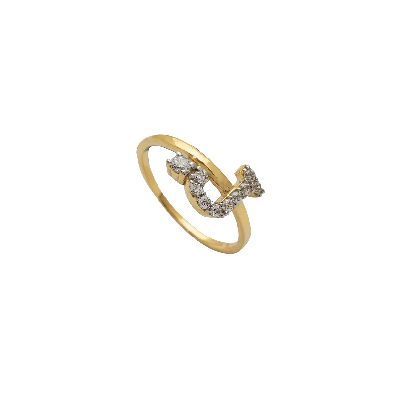 Classic Men’s Ring with Large Gemstone-Zirconia Initial Letter "J" Solitaire Ring (14K)