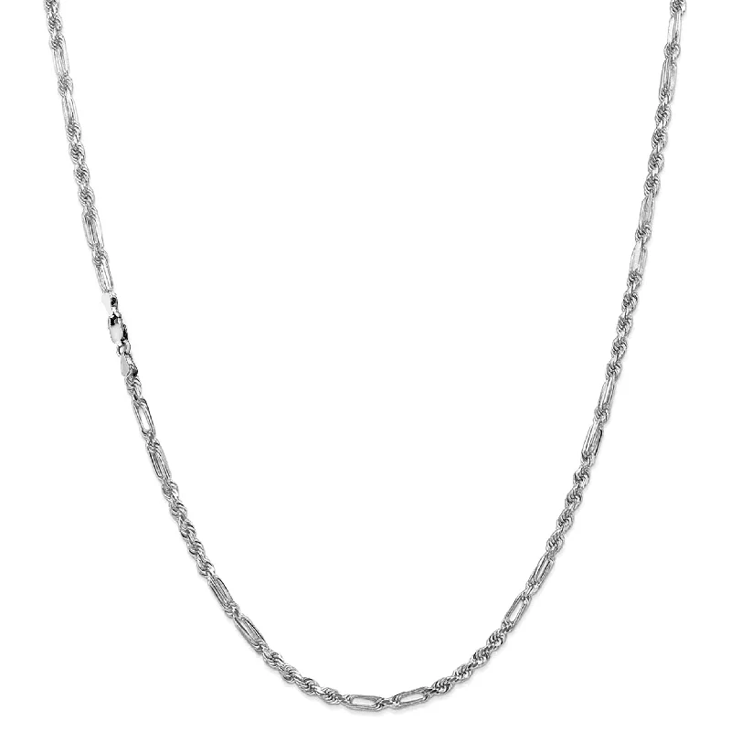 Trendy Beaded Necklace for Women-Milano Figa-Rope Chain (Silver)