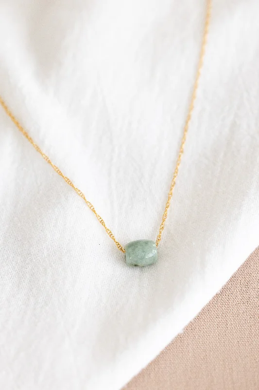 Trendy Geometric Necklace for Casual Style-Jade Barrel Necklace