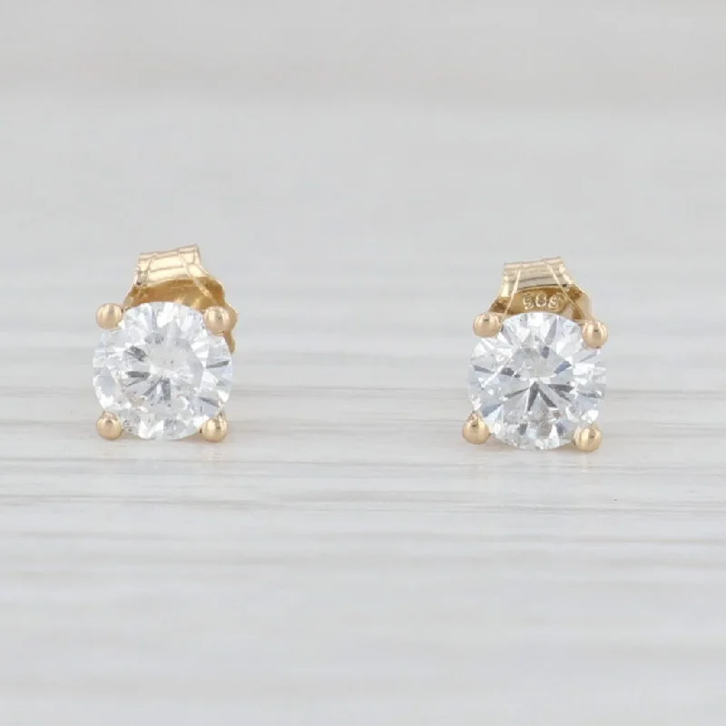 Cute Silver Earrings for Teenagers-0.50ctw Diamond Stud Earrings 14k Yellow Gold Round Solitaire Studs