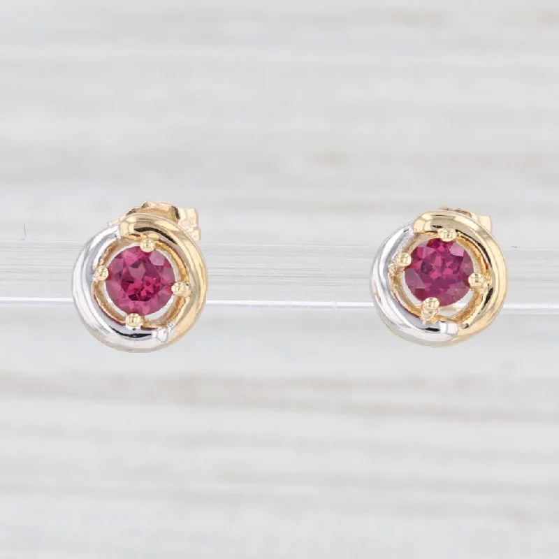 Simple Silver Earrings for Special Occasions-New 0.80ctw Round Garnet Knot Stud Earrings 14k Gold January Birthstone