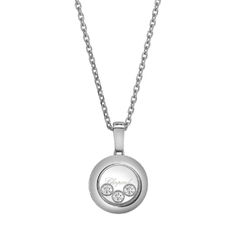 Gold and Silver Necklace for Fashionistas-Happy Diamonds Icons 18ct White Gold Round Pendant