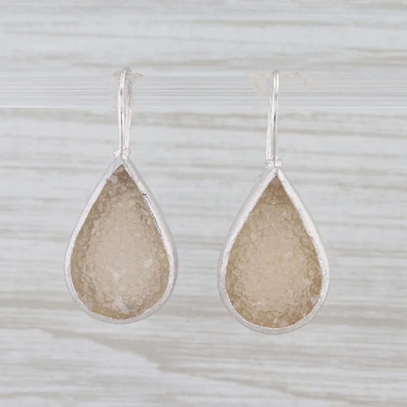 Casual Pearl Earrings-New Nina Nguyen White Druzy Quartz Teardrop Earrings Sterling Silver